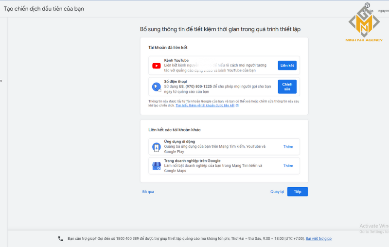 Bổ sung tài khoản liên kết