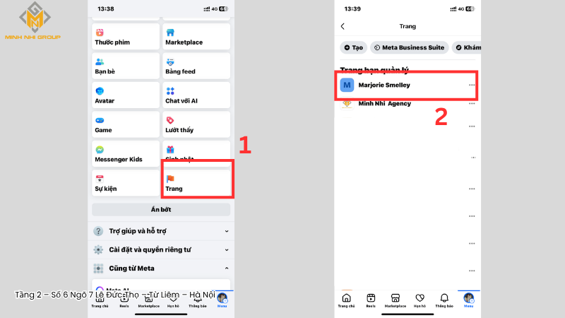 Chọn trang mà bạn muốn cấp quyền truy cập