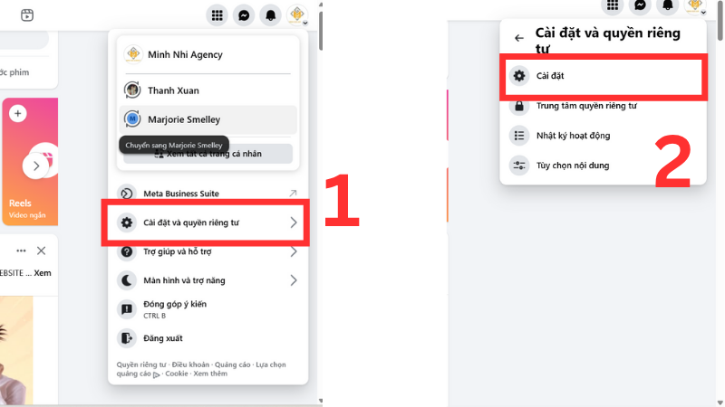 Cài đặt và quyền riêng tư > Cài đặt