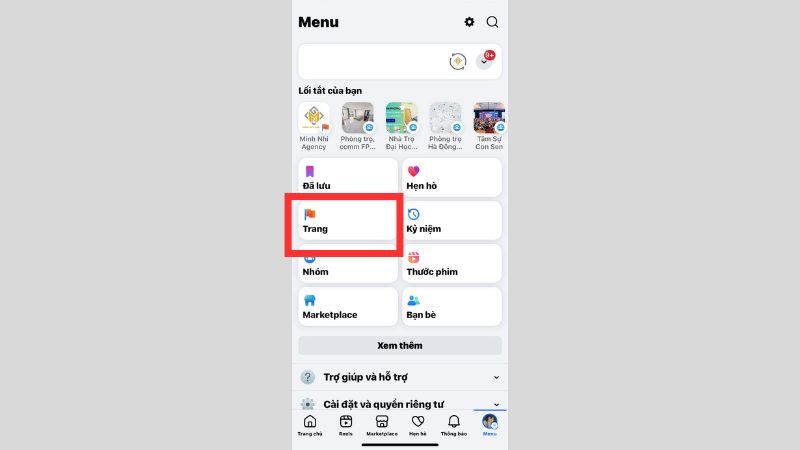 Chọn Trang trên điện thoại