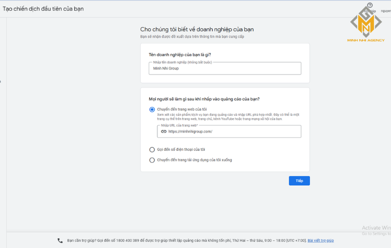 Hướng dẫn chạy Google Ads: Điền thông tin doanh nghiệp