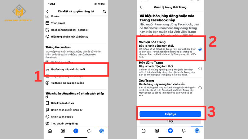 Chọn Vô hiệu hoá Trang trong mục Quyền truy cập và kiểm soát