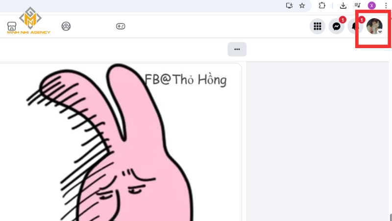 Chọn ảnh đại diện góc bên phải màn hình