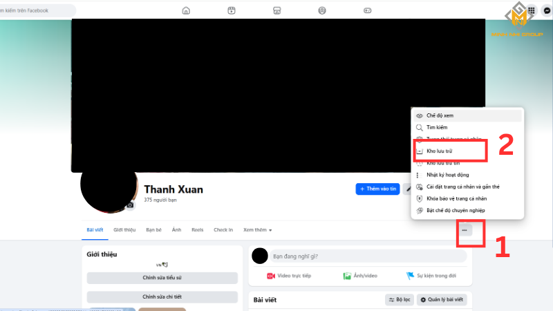 Chọn Cài đặt > Kho lưu trữ