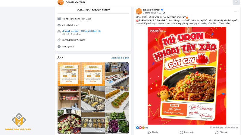 Mẫu content quảng cáo món mới của Dookki