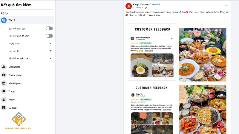 Mẫu content Feedback của King's Chicken
