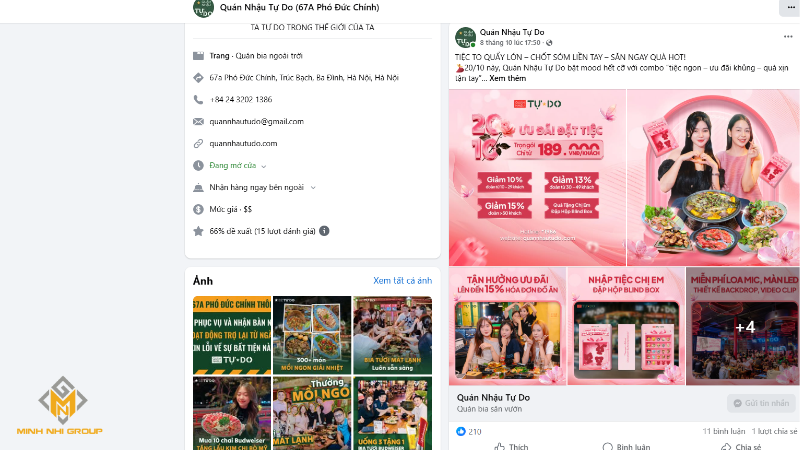 Mãu content giới thiệu chương trình khuyến mãi của Quán Nhậu Tự Do