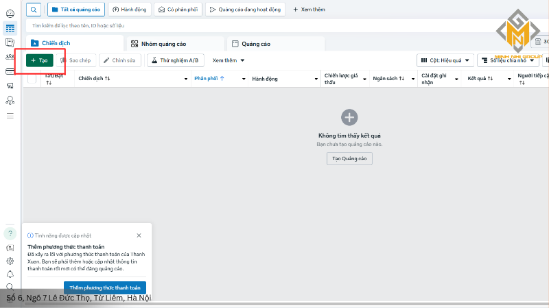 Chọn tạo chiến dịch mới