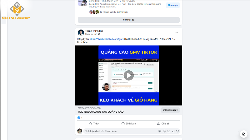 Quảng cáo facebook trang cá nhân dạng video