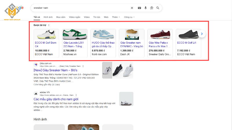 Màn hình hiển thị của quảng cáo Google Shopping