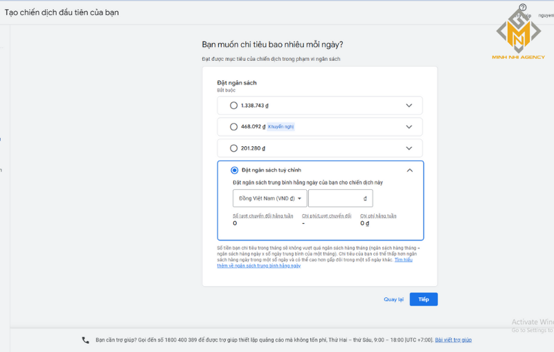 Hướng dẫn chạy Google Ads: Thiết lập ngân sách