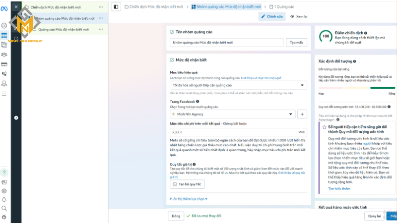Thiết lập quảng cáo