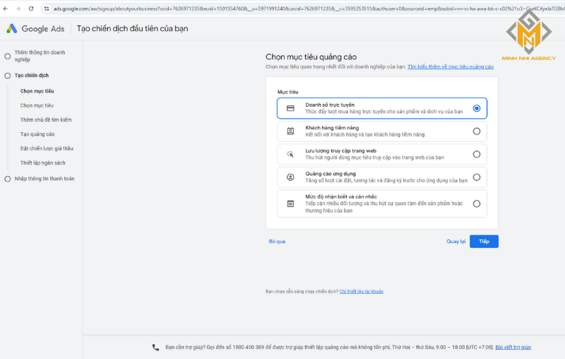Xác định mục tiêu quảng cáo google